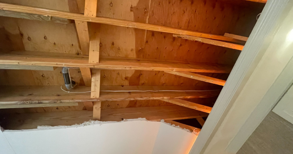 Wet wood inside a wall